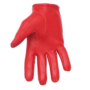 Unisex Red <b>Leather</b> Driving Gloves Half Finger Breathable Adjustable <b>Wrist</b> <b>Strap</b> All Seasons - Product Image 2
