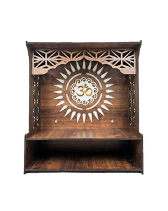 Mandir Om Surya de Madera Hecho a Mano con Retroiluminación LED |   Mandala Solar Cortada con Láser para Altar de Puja |    Templo en Casa |   46x40x22cm - Product Image 5