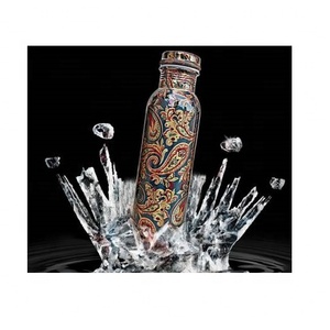 Classic VENTURES Green Printing Designer Pure Copper Water Bottle 1000ML for 100% Pure Copper Water Bottle Set for Office Sports - Product Image 2
