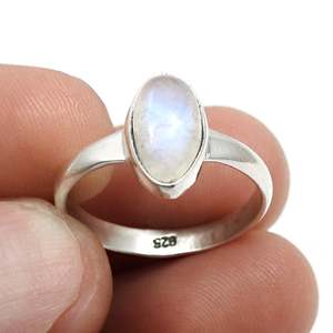 Natural Rainbow Moonstone Gemstone <b>Ring</b> Crafted From 925 Sterling Silver Wedding Fine <b>Boho</b> Jewelry With Marquise Cut Stone - Product Image 6