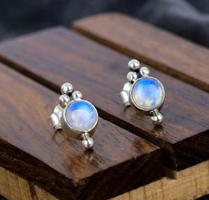 Blue Flashy Milky Emerald Cut Stud <b>Earrings</b> 925 Sterling Silver 18K Gold Plated Rhodium Handmade Jewelry Gift for Women Elegant - Product Image 1
