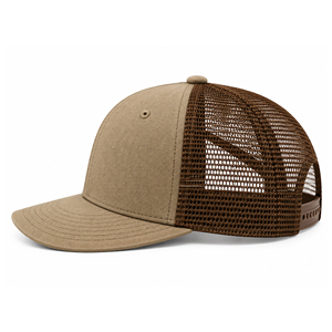 Casquette Trucker Snapback Marron Kaki en Maille à Visière Plate, Style Workwear Tendance, avec Patch Personnalisé, Fabricant OEM, Vente en Gros de Casquettes - Product Image 1