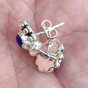 Lapis Lazuli Stud <b>Earrings</b> 925 Sterling <b>Silver</b> Handmade Statement Promise <b>Earrings</b> for Women Boho September Birthstone Jewelry - Product Image 4