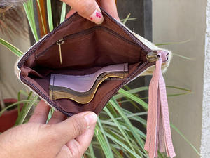 Haute qualité cheveux sur imprimé Animal en cuir de vachette véritable gland pochette à fermeture éclair pour les femmes personnalisé luxe concepteur pochette sac à main - Product Image 6