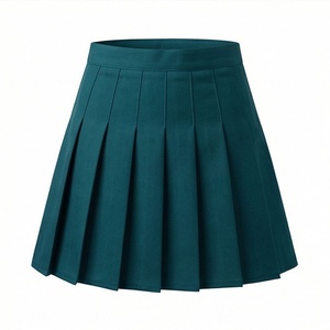 Jupe plissée mini pour femme, couleur unie, satin, taille normale, à porter toute l'année - Product Image 1