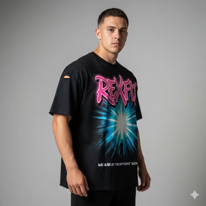 Camiseta de Hombre Personalizada OEM, Estilo Urbano, Oversize, Corte Recto, con Estampado Gráfico, de Algodón Grueso - Product Image 2