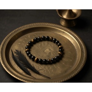 Wholesale Handcrafted Natural Black Onyx <b>Beaded</b> <b>Bracelet</b> Triple Protection Healing Crystal <b>Bracelet</b> India Fine <b>Beaded</b> <b>Bracelets</b> - Product Image 1