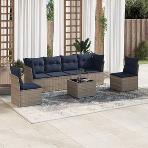 Ensemble de canapé de patio en rotin gris de 7 pièces avec coussins Mobilier d'extérieur durable - Product Image 1