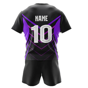Custom Sublimated Rugby Jersey Set Black Green Geometric Print Quick Dry Unisex Adult Short Sleeve Athletic Fit - Product Image 5