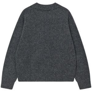 Suéter Polo de Punto para Hombre, Manga Larga, Color Carbón, Textura Suave, Cuello con Botones, Estilo Casual, Invierno, Mezcla de Algodón, OEM - Product Image 2