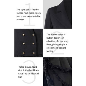 Manteau Steampunk Gothique pour Femme, Blazer à Volants, Costume Victorien Médiéval Vintage, Manteau Rétro Punk - Product Image 5