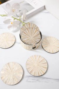 Classic Eco-Friendly Mop Coasters Pearl Lacquered Mosaic Handmade <b>Teacup</b> Gift for Kitchen Table Hot Drinks - Product Image 5