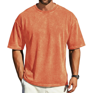 Camiseta Oversize Naranja de Color Sólido, Manga Corta, Unisex, Cuello Redondo, Estilo Casual, Tejido Jersey - Product Image 3