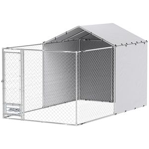 Grande Recinto per Cani da Esterno in Rete Zincata con Copertura Impermeabile Resistente ai Raggi UV per Cani di Taglia M e L 13.1FT X 7.5FT X 7.5FT - Product Image 1