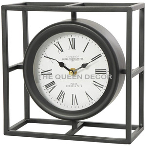 Non Ticking Metal <b>Table</b> <b>Clock</b> Antique Roman Analog Alarm <b>Clock</b> With Attached Two Legs Tableware Handmade Premium Vintage <b>Clock</b> - Product Image 2