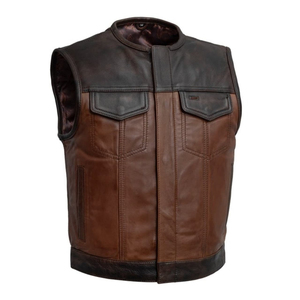 Chaleco de Cuero para Hombre, Estilo Motero Personalizado, Tejido de Cuero Duradero, Cierre de Cremallera, Ajuste Cómodo, Prenda de Moda OEM - Product Image 1