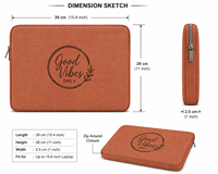 Good Vibes Only Housse pour ordinateur portable en jute de 15,6 pouces avec fermeture éclair tout autour, écologique, orange, pour le travail et la protection