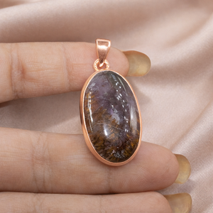 Colgante de Plata de Ley 925 con Gema Super Siete, Cabujón Ovalado Hecho a Mano, Joyería Boho, Colgante de Cristal Curativo para Mujer - Product Image 3