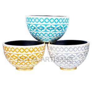 High Quality Bone & MOP Inlay Bowl Set Handmade Carved Kitchen Serving <b>Tableware</b> - Product Image 1