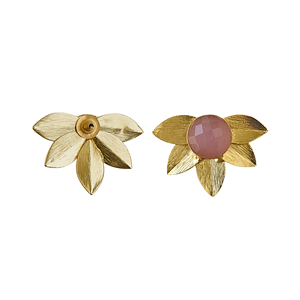 Pink Floral Studs in Brass Fashion <b>Earrings</b> Jewelry Suppliers Gold plated Custom <b>Earring</b> - Product Image 4