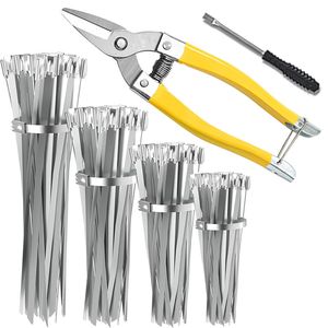 สายรัดเคเบิลสแตนเลส 304 สำหรับงานหนัก 4 ขนาด 11.8" 9.8" 7.8" 6" พร้อมที่ตัดสายรัดเคเบิลอเนกประสงค์ - Product Image 1