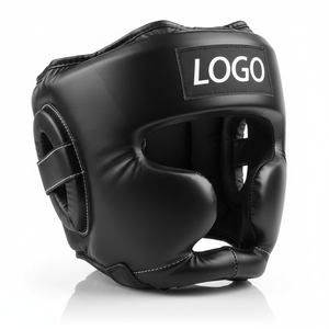 Casque de boxe en cuir de vachette personnalisé MMA OEM pour l'entraînement au kickboxing, au sparring, au karaté, au taekwondo avec motif facial - Product Image 1