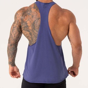 Débardeurs de sport respirants pour hommes, couleur unie, en polyester respirant, col en V, débardeur décontracté pour l'entraînement, bleu - Product Image 2