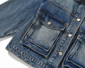 WINRO SPORTS Chaqueta vaquera vintage para hombre, corte ajustado, de mezclilla selvedge roja original, azul oscuro, estilo streetwear, con técnicas de lavado, para primavera, de secado rápido - Product Image 5