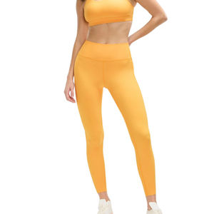 Custom Women Solid High Waist Yoga Leggings <b>Tummy</b> <b>Control</b> Seamless No Front Seam Four-Way Stretch Breathable Gym Workout OEM ODM - Product Image 2