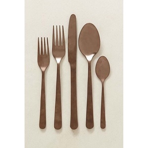 Latest Design Top Selling Stainless Steel Silver Polished Cutlery Luxury <b>Flatware</b> with Copper Finishing Handle - Product Image 5