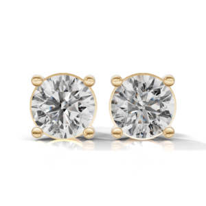 Heerani Jewels Lab Grown Round Moissanite Prong <b>Set</b> 925 <b>Sterling</b> <b>Silver</b> Classic <b>Stud</b> Vermeil Yellow Gold Unisex <b>Earrings</b> - Product Image 2
