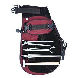 Herramienta de herrador con delantal de herrador, martillo para clavos, tenazas para calzado, cabezal de crimpado, extractor de calzado, delantal y tenazas de cabeza redonda antideslizantes - Product Image 1
