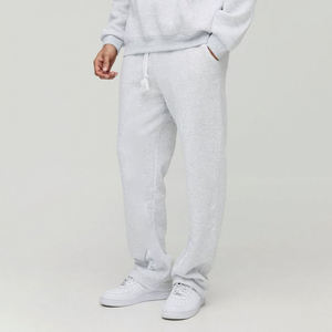 Ensemble de survêtement streetwear pour homme gris clair à capuche, écoresponsable, manches longues, couleur unie, respirant, 100 % coton - Product Image 5