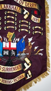 Custom Printed Ceremonial and Fraternal <b>Banner</b> - Apprentice Boys of Derry Larkhall Design with Gold Tassels and Hanging Tabs - Product Image 2