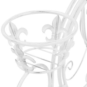 Support de plantes en métal blanc antique avec incrustations décoratives moyennes pour plateaux à pots - Product Image 6