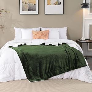 Sherpa Double Sided Super Soft <b>Luxurious</b> Plush <b>Throw</b> <b>Blanket</b> 50x60 Inches Olive Green - Product Image 6