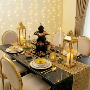 Soporte de servir de acrílico negro de 3 niveles con silueta de mezquita para presentar dátiles, dulces y postres durante el Ramadán y como decoración de mesa. - Product Image 6