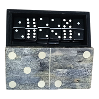 Ensemble de dominos de luxe en os, moderne, écologique, fait main, artisanat de mode, boîte grise pour enfants et adultes, jeux de dominos d'intérieur