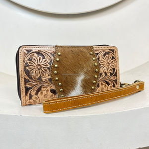 กระเป๋าคลัทช์ยาวหนังแท้เป็นเครื่องมือใหม่ของขวัญโปรโมชั่นกระเป๋าคลัทช์ขนวัวพร้อมลูกปัดและกระเป๋าถือแฟชั่นสำหรับผู้หญิง - Product Image 4