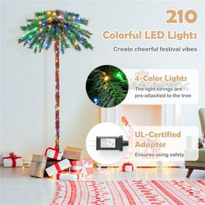 Sapin de Noël en PET/PE pré-éclairé personnalisable de 1,80 m avec 210 LED 4 couleurs (rouge/vert/jaune/bleu) et 64 pointes de branche en PVC pour usage extérieur - Product Image 6