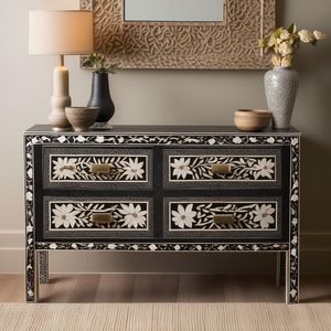 Best Quality Bone Inlay White & Light Green <b>6</b> <b>Drawer</b> Bone Inlay Dresser and Chest of <b>Drawer</b> Living Room Decoration Made in India - Product Image 6