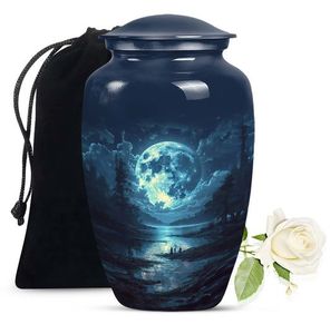 Standard Aluminum Urn for Human Ashes Adult Size - Simple Metal Cremation Urn - Traditional <b>Memorial</b> <b>Vase</b> for Funeral - Product Image 2