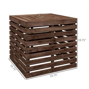 Tavolino da Caffè 2-in-1 in Legno Marrone per Patio con Base per Ombrellone e Vano Portaoggetti - Product Image 3
