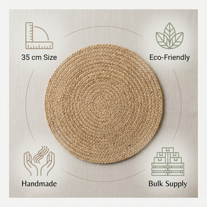 Handwoven Brown Jute Cotton Dori <b>Table</b> <b>Mat</b> Large Size Handmade Eco-Friendly <b>Round</b> Dining Placemat for Home Hotel Use Bulk Supply - Product Image 5