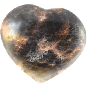 Piedra lunar negra hinchada corazón curación piedra preciosa pulido encanto místico para la intuición protección psíquica amor divino decoración de energía - Product Image 1