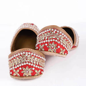 Calzado Étnico Hecho a Mano, Khussa Punjabi Pakistaní, Khussa Tradicional para Novias con Trabajos de Espejo, para Chicas - Product Image 3