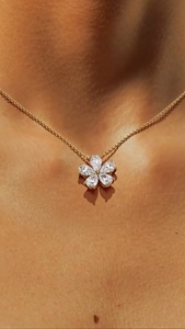 1.50CT Pear Cut Flower Shape Lab Grown Filled Diamond Pendant 14K Rose Gold IGI Certified Romantic Wedding Jewelry <b>Gift</b> Women's - Product Image 2