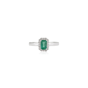 S925 Sterling <b>Silver</b> 100% Genuine <b>Emerald</b> & Diamond Halo May Birthstone <b>Ring</b> For Women's Jewelry Wholesale Price - Product Image 1