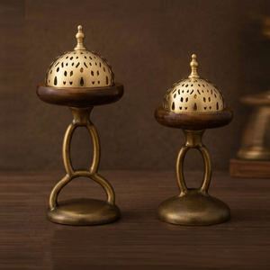 Elegante Juego de Quemadores de Incienso de Metal con Intrincadas Cúpulas Plateadas, Acabado en Cobre Antiguo, el Toque Moderno Perfecto para la Decoración del Hogar - Product Image 2