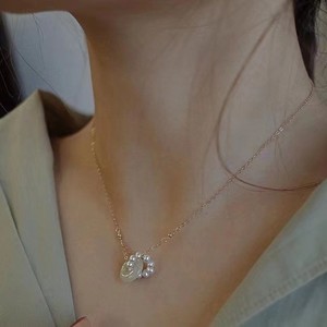 Collier de haute qualité en argent plaqué S925 avec boucle de sécurité en jade naturel, perle d'eau douce, fermoir en or, chaîne en os, produit frais et doux - Product Image 2